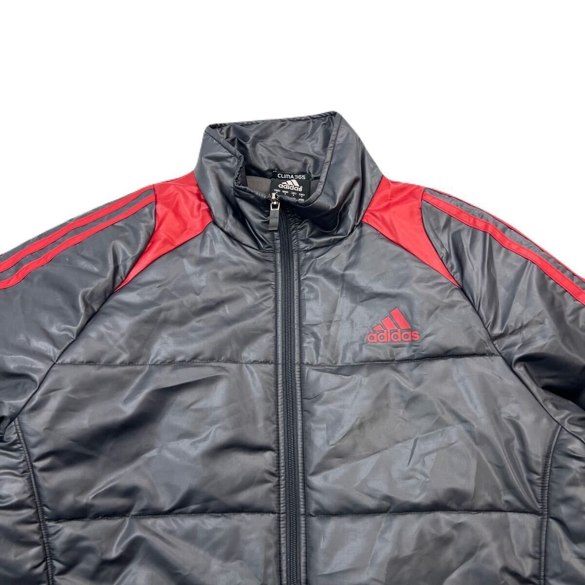 adidas ☆ アディダス 中綿 ジャケット ブルゾン グレー レッド メンズ 