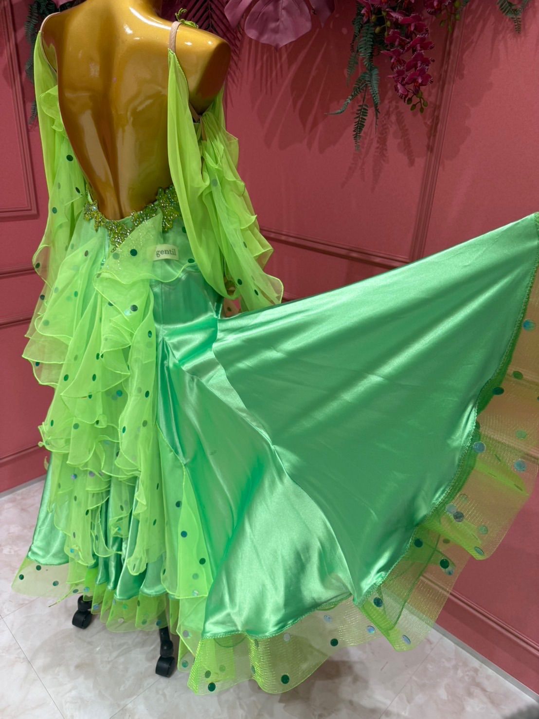 社交ダンス gentil ジャンティ 緑 スタンダードドレス グリーン