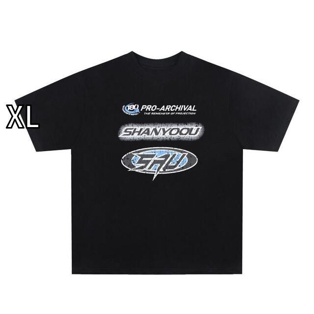 [XL] メンズ ファッション 服 男性用 オシャレ シンプル 大人 かっこいい 大きいサイズ ストリート 紳士服 ヒップ ホップ ストリート カジュアル ラウンドネック カップル 半袖 T シャツ レトロ レター 夏 オーバー