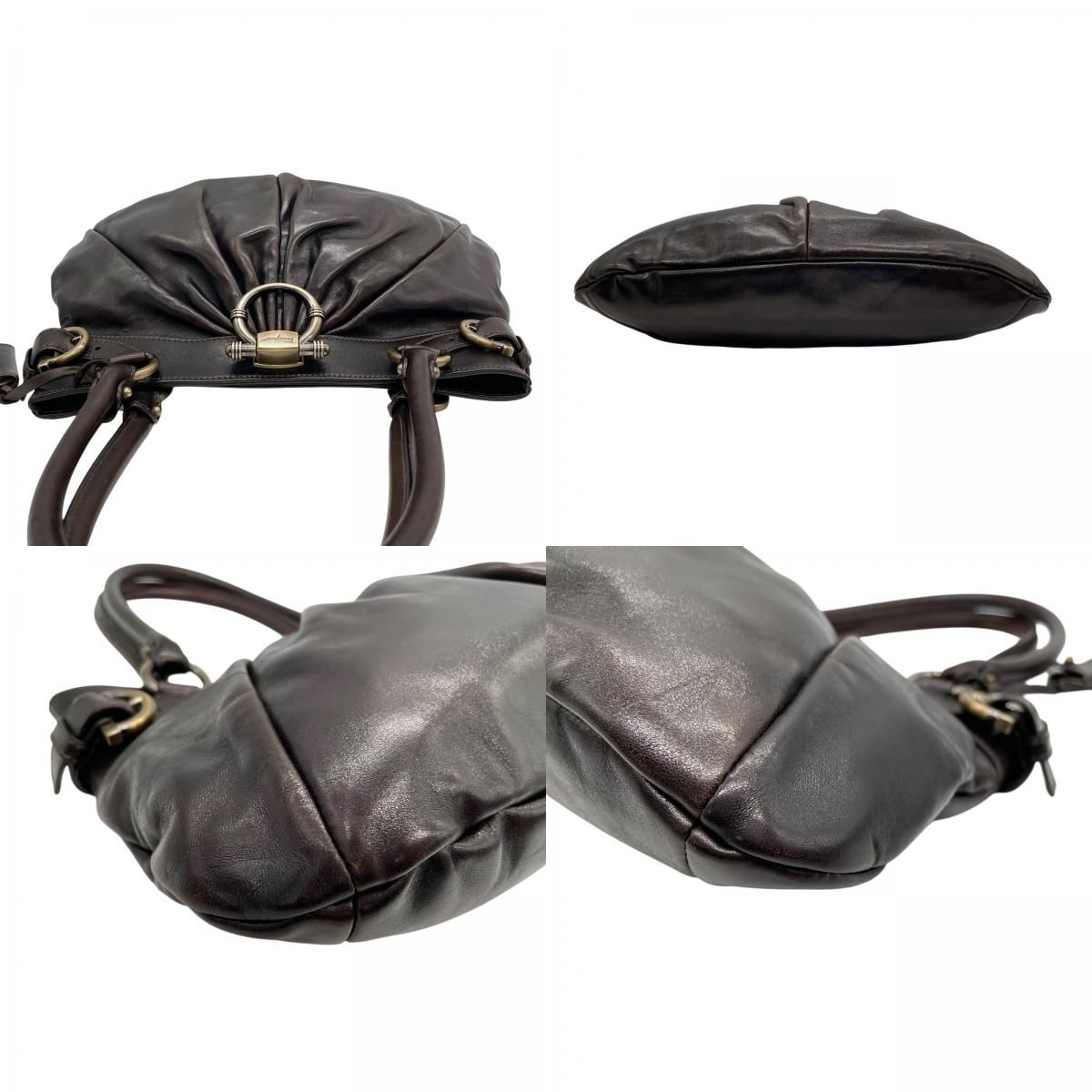 美品 Salvatore Ferragamo フェラガモ ガンチーニ ハンドバッグ レザー 