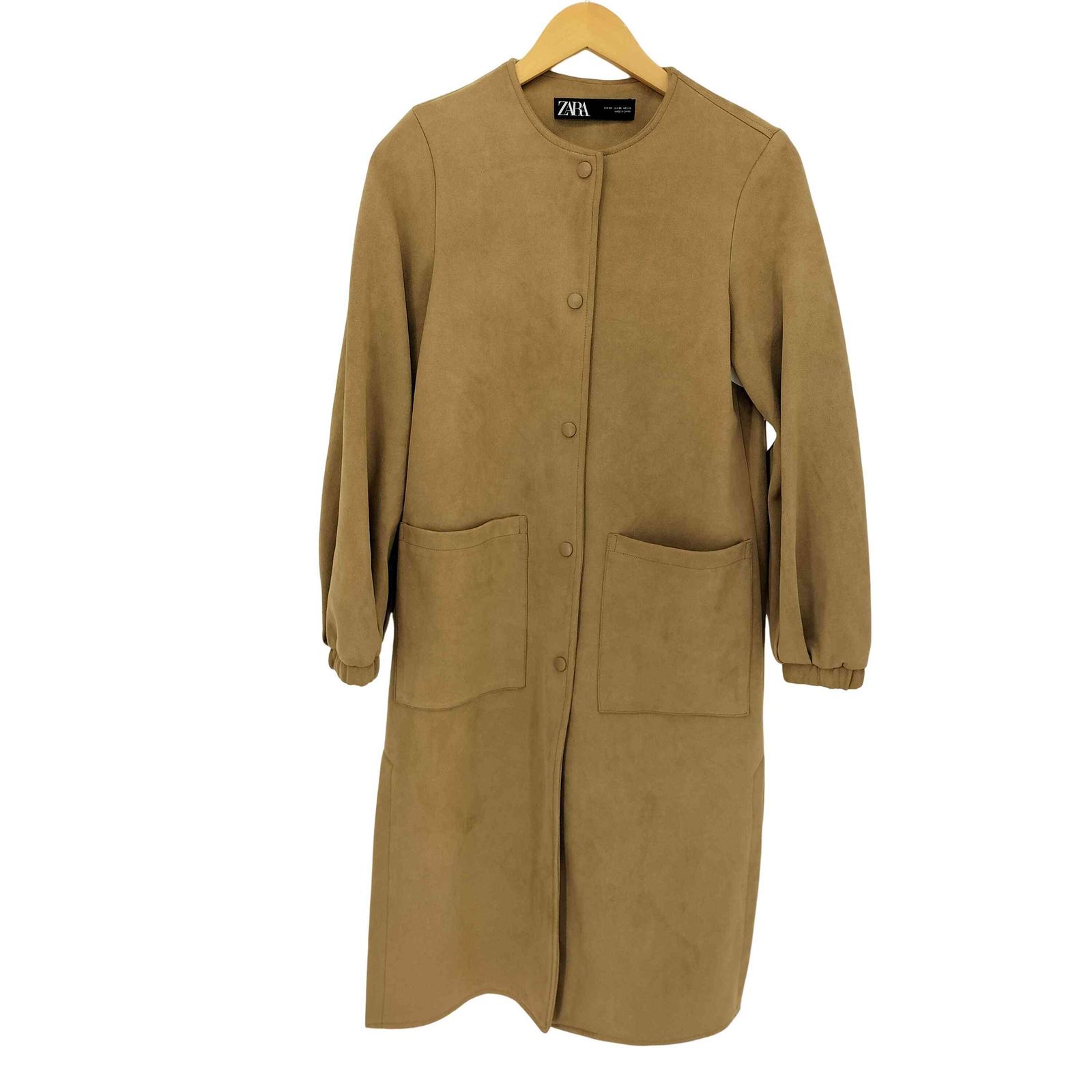 ZARAザラ スエードテイストコートアウター ZARA ザラ】レディース スエード ロングコート フード付き【XS