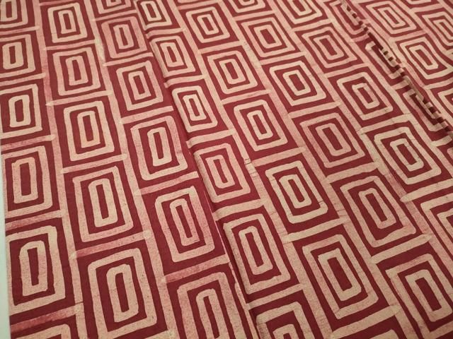 平和屋着物□極上 銀座 志ま亀 紬 単衣 臙脂紬 銀白角繋ぎ たとう紙