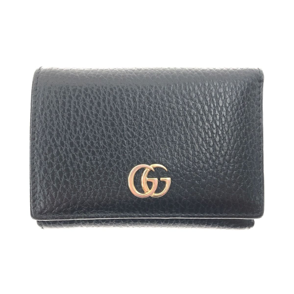 〇〇GUCCI グッチ プチマーモント 三つ折り短財布 474746 ブラック