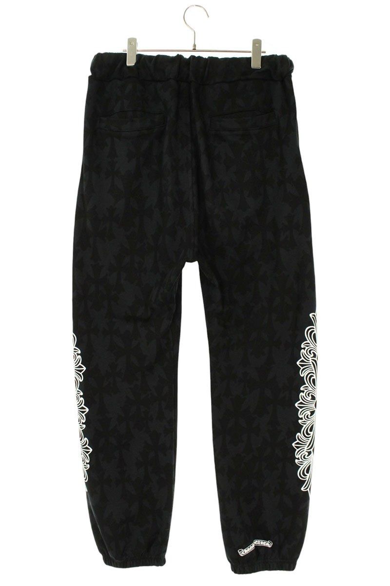 【有名な】 クロムハーツ セメタリークロス総柄プリントスウェットロングパンツ メンズ L