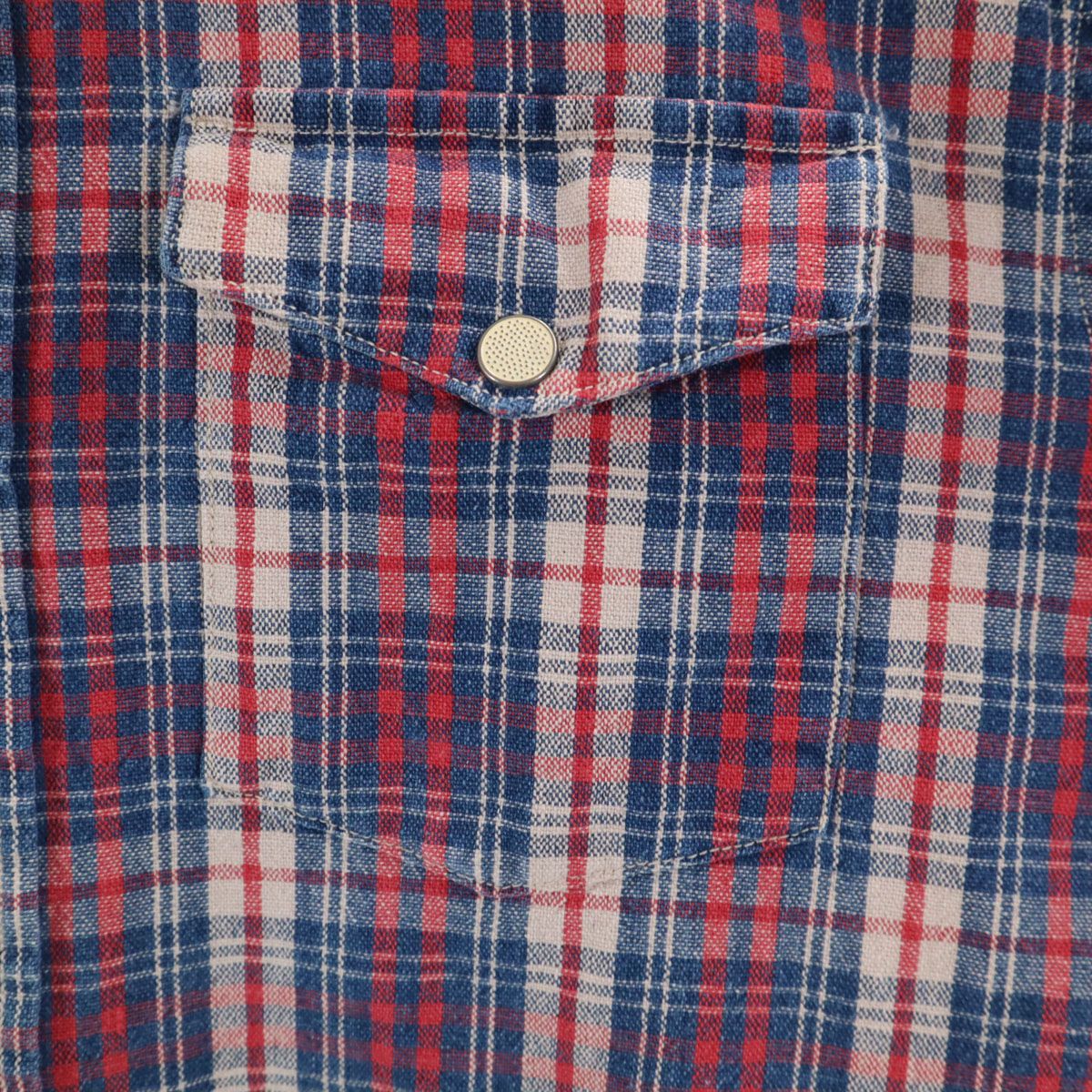 ダブルアールエル RRL チェック柄 長袖 ウエスタンシャツ XS ネイビー