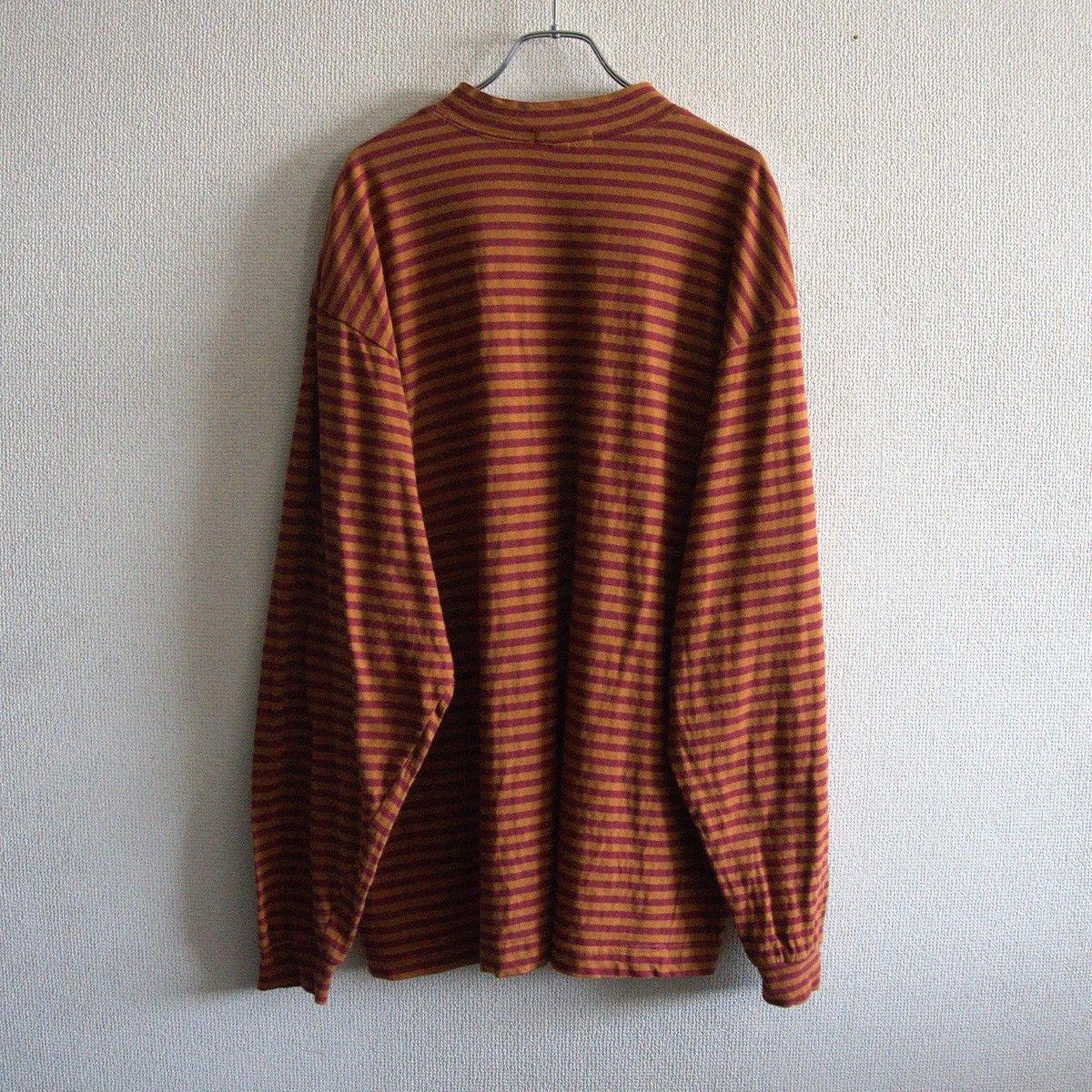 80s/USA製】OLD STUSSY【モックネック ボーダー ロングスリーブ T