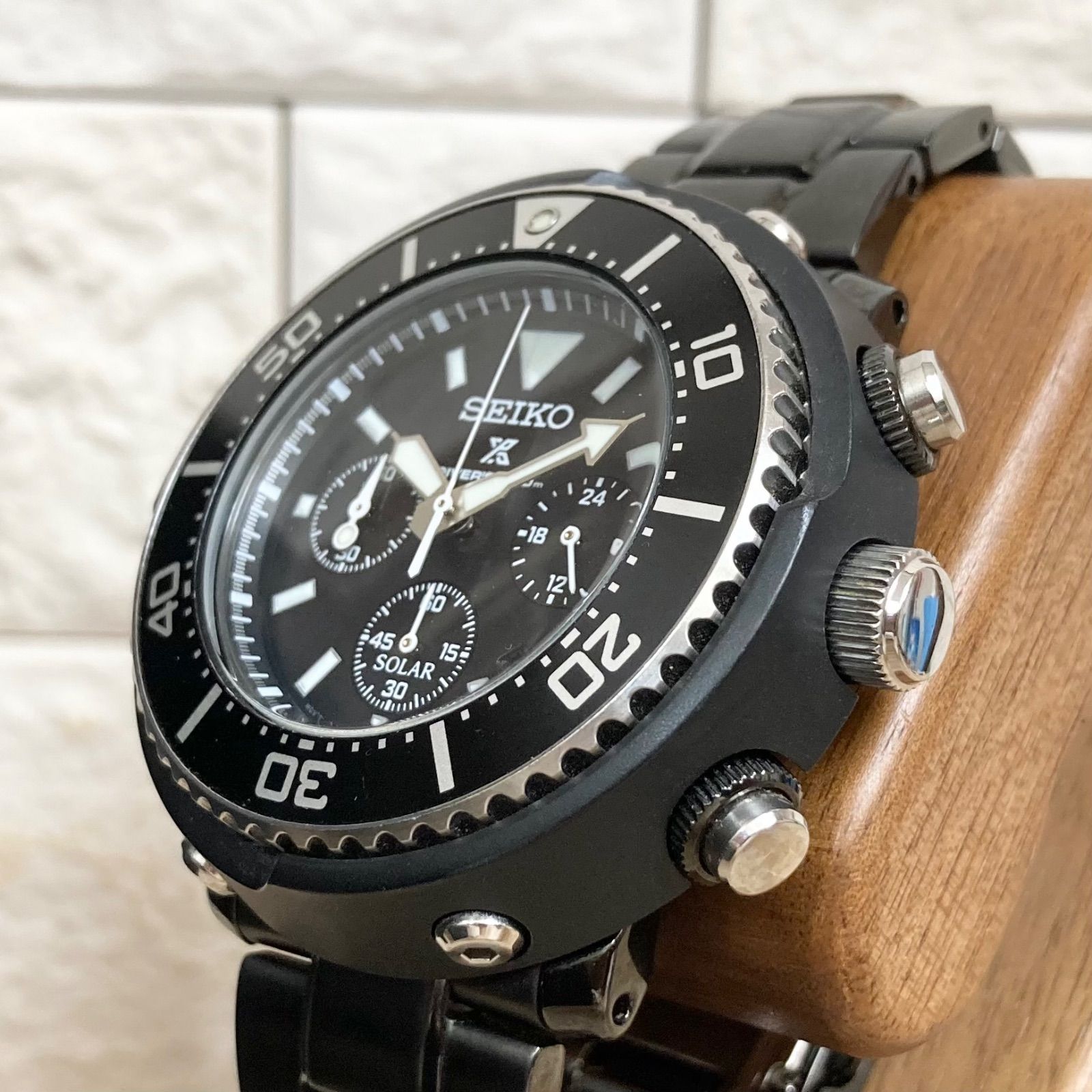 レア】SEIKO 限定モデル SBDL035 クロノグラフ ソーラー ツナ缶 黒 美 