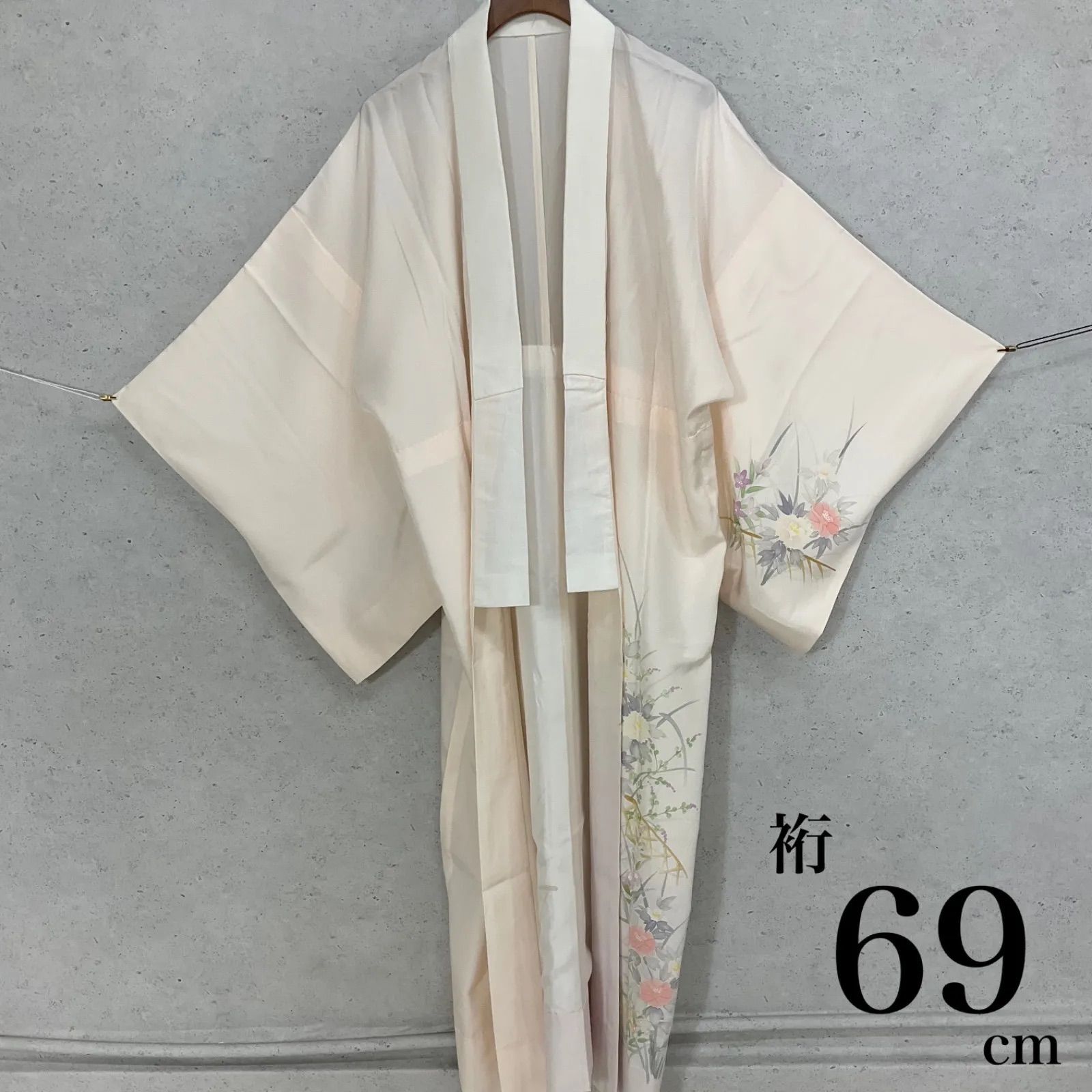 kimono+one◇未使用同然◇長襦袢◇友禅◇単衣◇正絹◇半衿付き◇袖無双