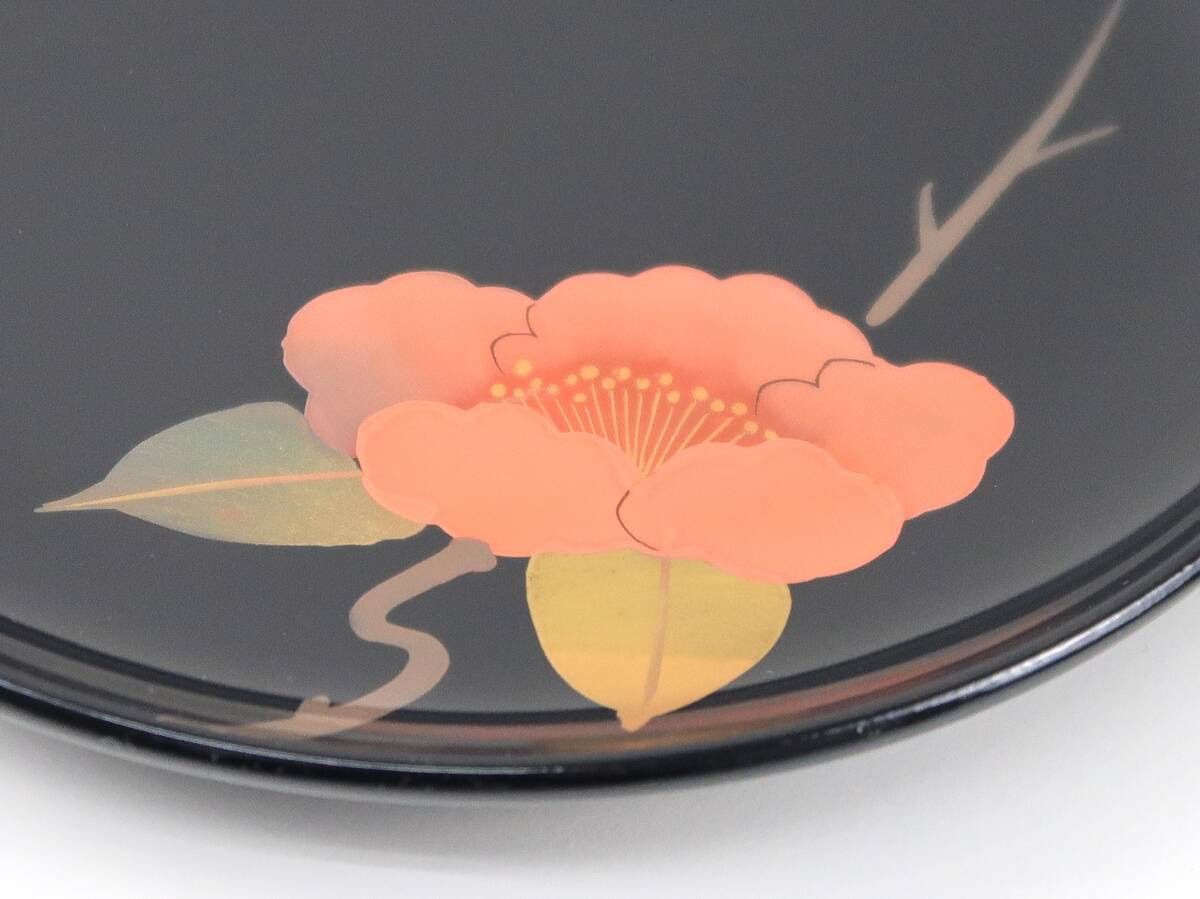 会津塗り 花入 茶器 会津塗 吸物椀 蓋付きのお椀 山茶花 つばき桐箱 - メルカリ