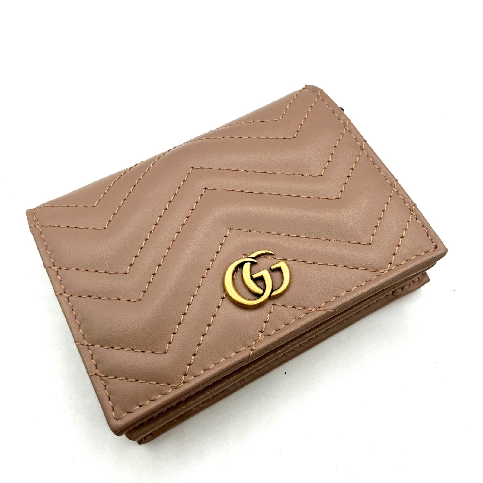 鑑定済み】正規品 グッチ GUCCI GGマーモント コンパクトウォレット 二  