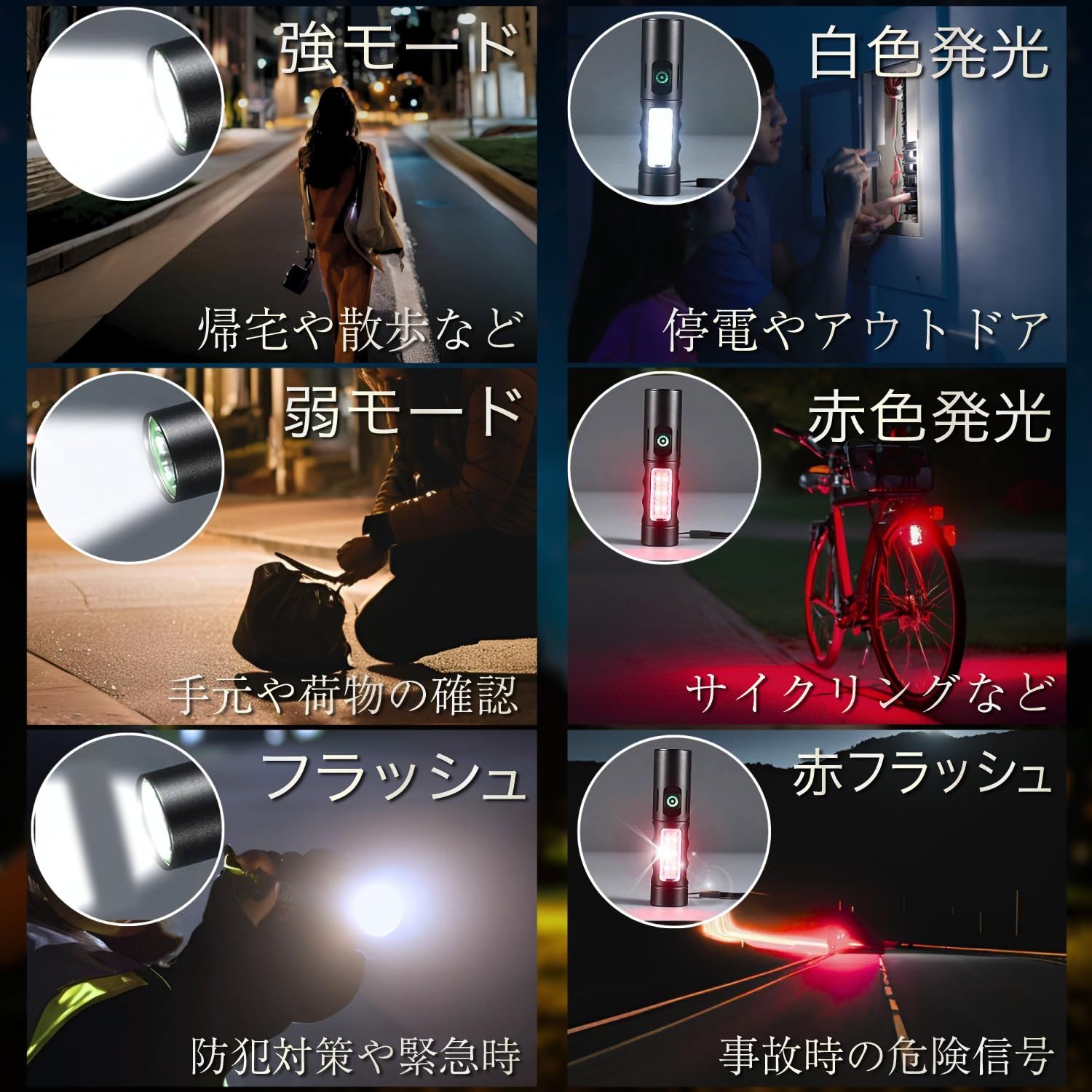 SABO 【元警察官監修】 小型懐中電灯 LEDフラッシュライト 6モード搭載 