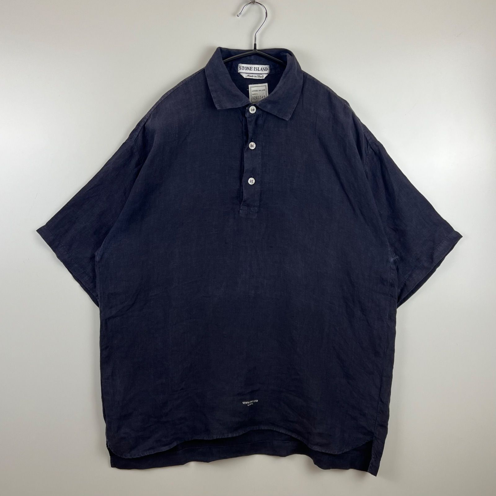 STONE ISLAND MARINA Massimo 90s archive center logo LINEN S/S pull 