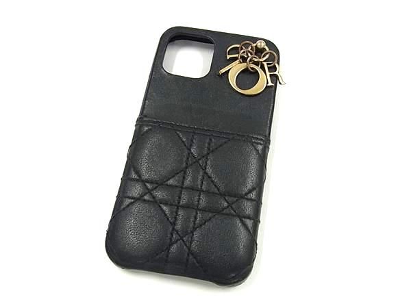 ChristianDior ディオール レザー レディディオール カナージュレザー iPhone12|12 Pro 対応 スマホケース ブラック系 BK5058