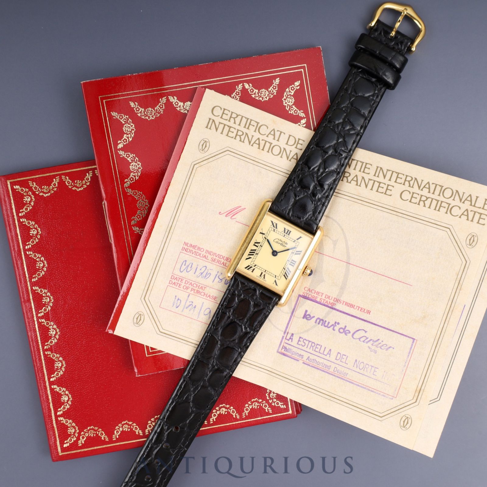カルティエ マストタンク LM W1002753 / 1615 クォーツ SV925 革 純正  