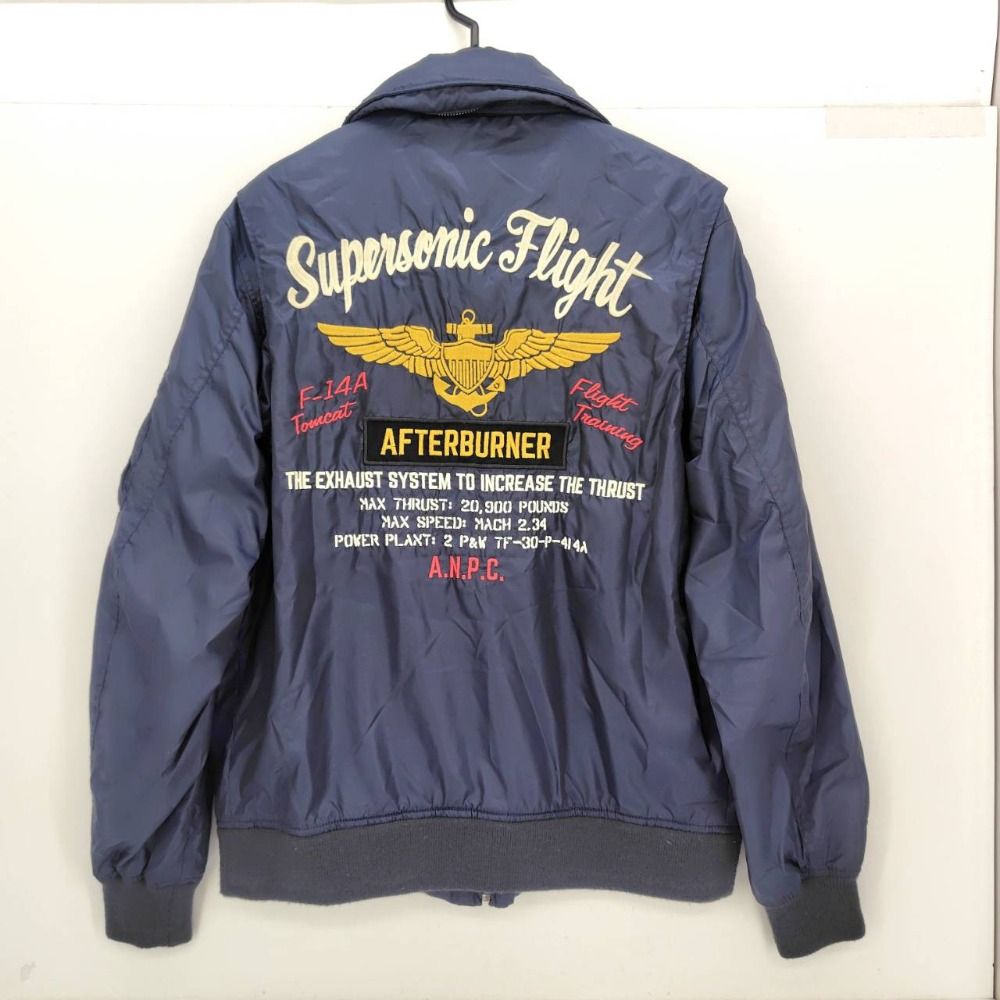 05w15915 アヴィレックス AVIREX MA-1 ボンバージャケット ネイビー L 中国製 メンズ ミリタリージャケット ポリエステル 6182143 品