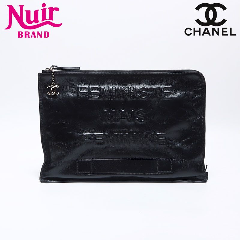 CHANEL シャネル クラッチバッグ 21番台 2015-2016 レザー FEMINISTE MAIS FEMINISTE