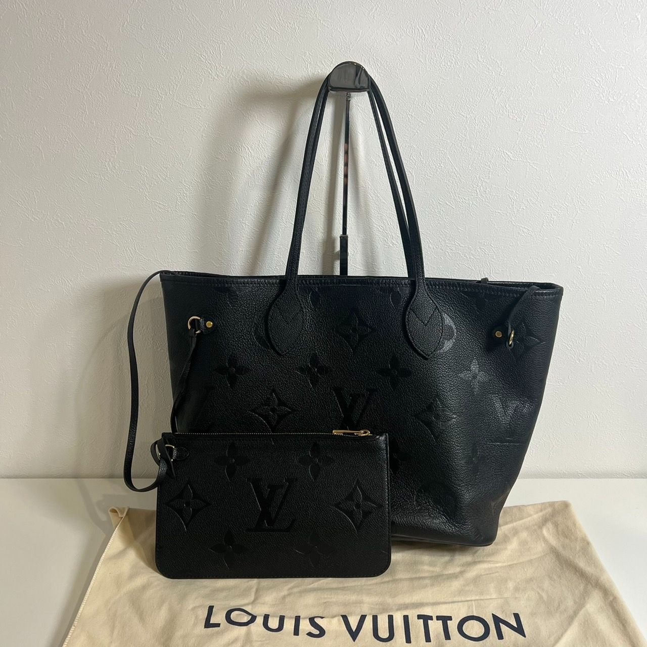 ★最終値下げ★【極美品】ルイ・ヴィトン LOUIS VUITTON モノグラム アンプラント ネヴァーフル MM M45685 ノワール レザー トートバッグ