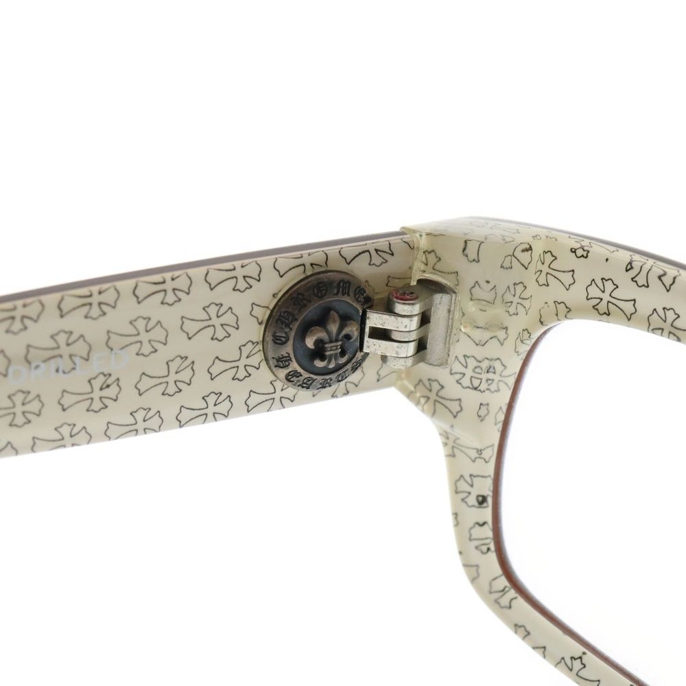総額 CHROME HEARTS クロムハーツ DRILLED BSフ ウェリントン ブラックフレーム アイウェア 眼鏡 ブラック