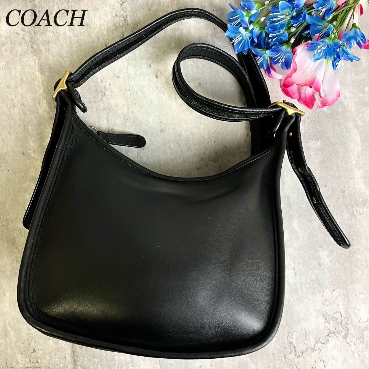 ✨良品✨ OLD COACH オールドコーチ ショルダーバッグ トートバッグ マシューヒーリー レガシー ゴールド金具 ロゴ型押し グラブタンレザー  肩掛け メンズ ブラック 黒色