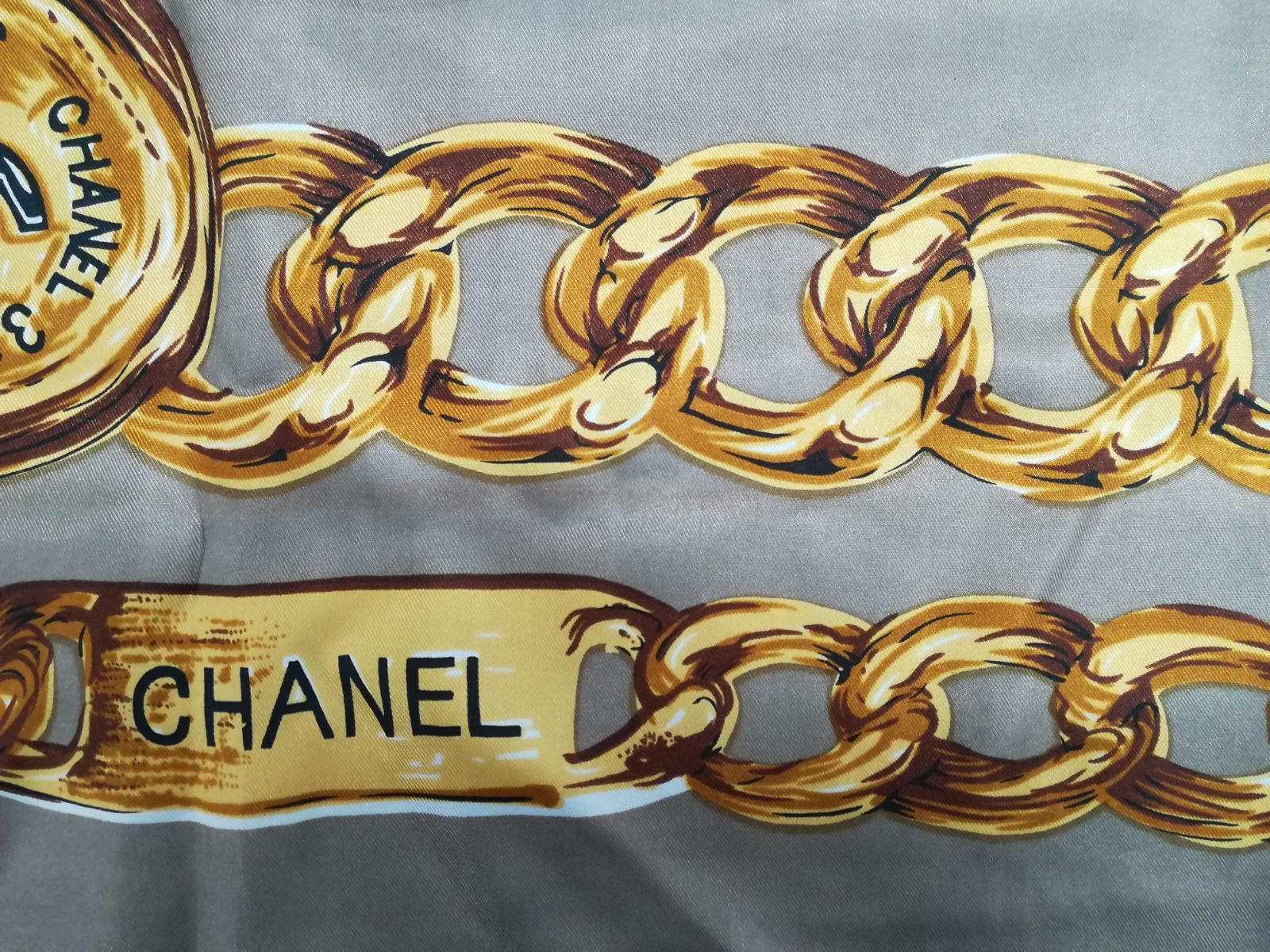 シャネル CHANEL 大判 スカーフ ココマーク チェーン 1237
