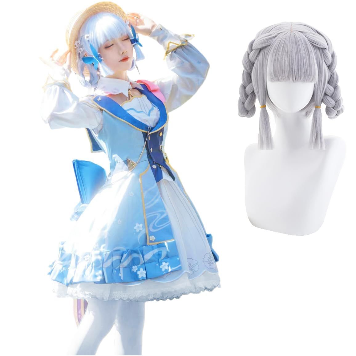 Color:神里綾華 ウィッグ付き_Size:2XL [NOKIJP] 原神 コスプレ 神里