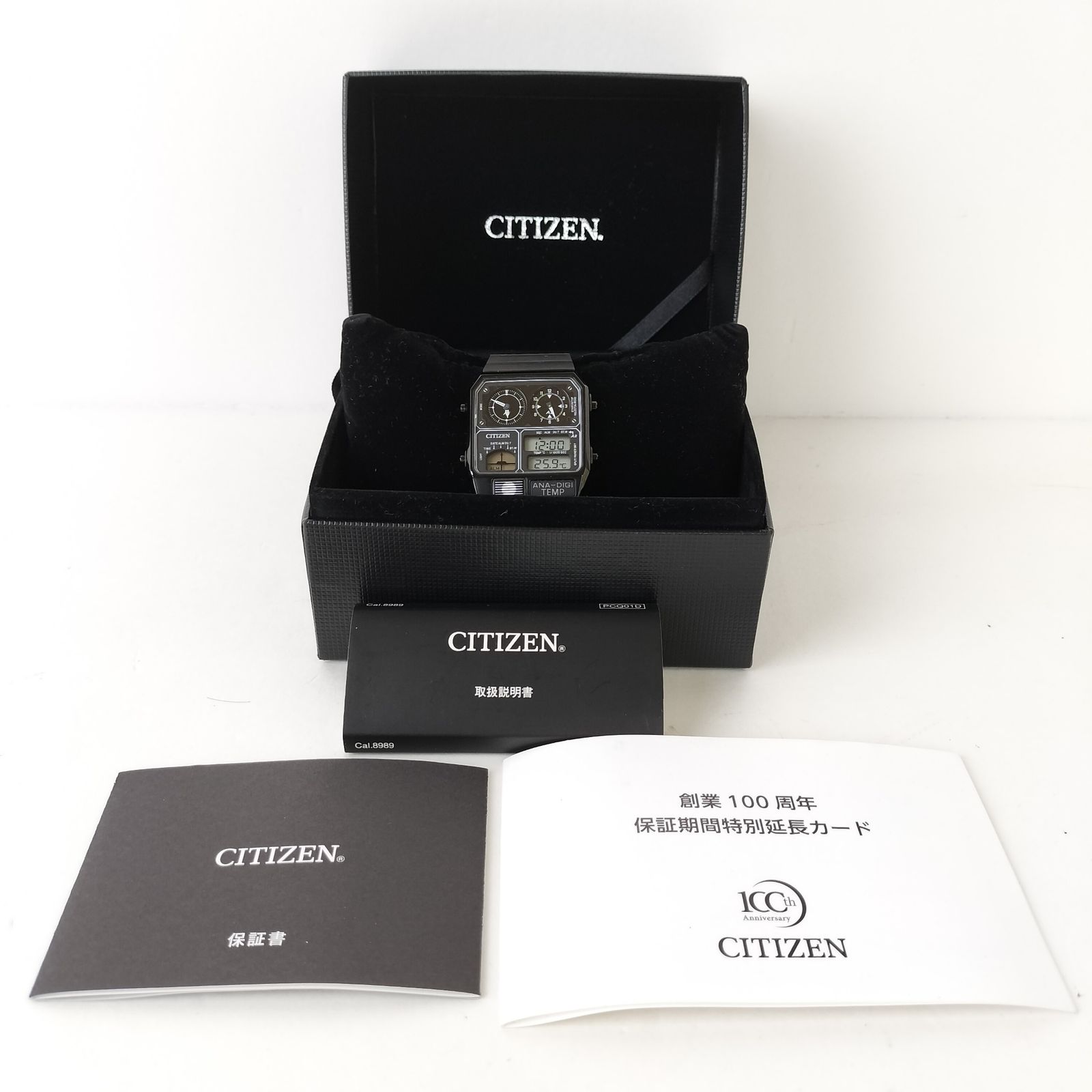 【創業100周年復刻品⭐】 CITIZEN シチズン　時計 ウォッチ デジタル アナデジテンプ JG2105-93E ANA-DIGI TEMP　ブラック　黒