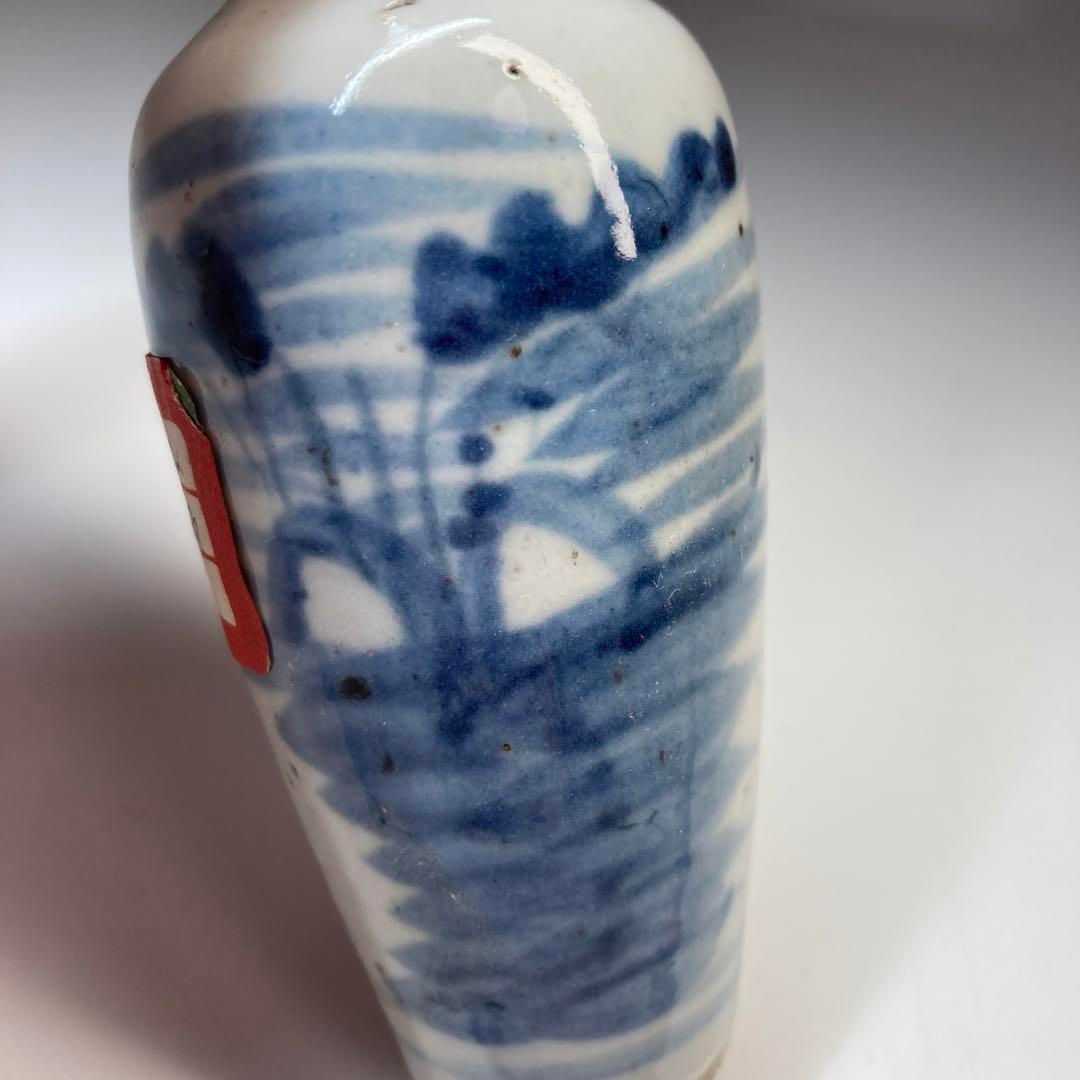 中国清時代　青華小花瓶　高さ11.7㎝　本Y5-0519☆トヒサ 中国清時代 青華小花瓶 高さ11.7㎝ 本Y5-0519☆トヒサ