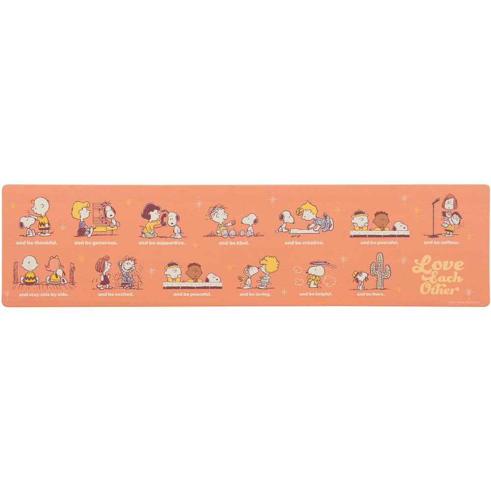 スヌーピー/ラブイーチアザー  キャラクター PVC ロングマット 45×180cm キッチンマット 拭ける 180 45×180cm フロアマット ロングマット キッチン 台所 マット ビニール製 拭くだけ キャラクター 