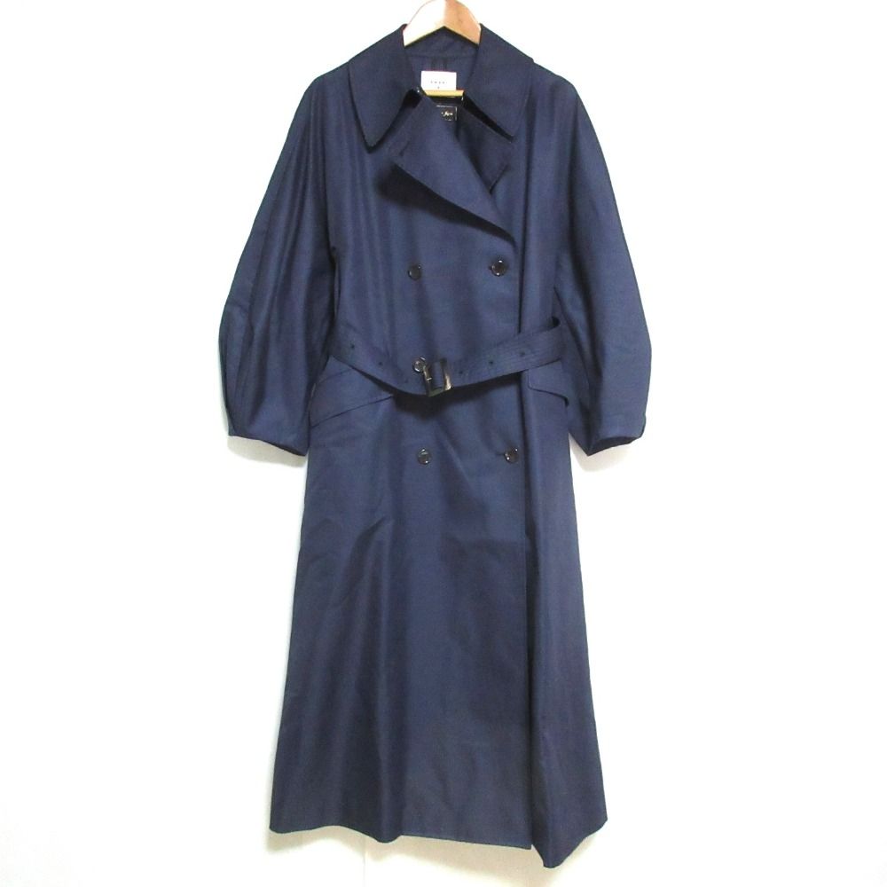 22SS AMERI アメリ TURKEY ORGANIC FLARE TRENCH COAT オーガニックコットン フ トレンチコート 01210730510 M ネイビー レディース 古着