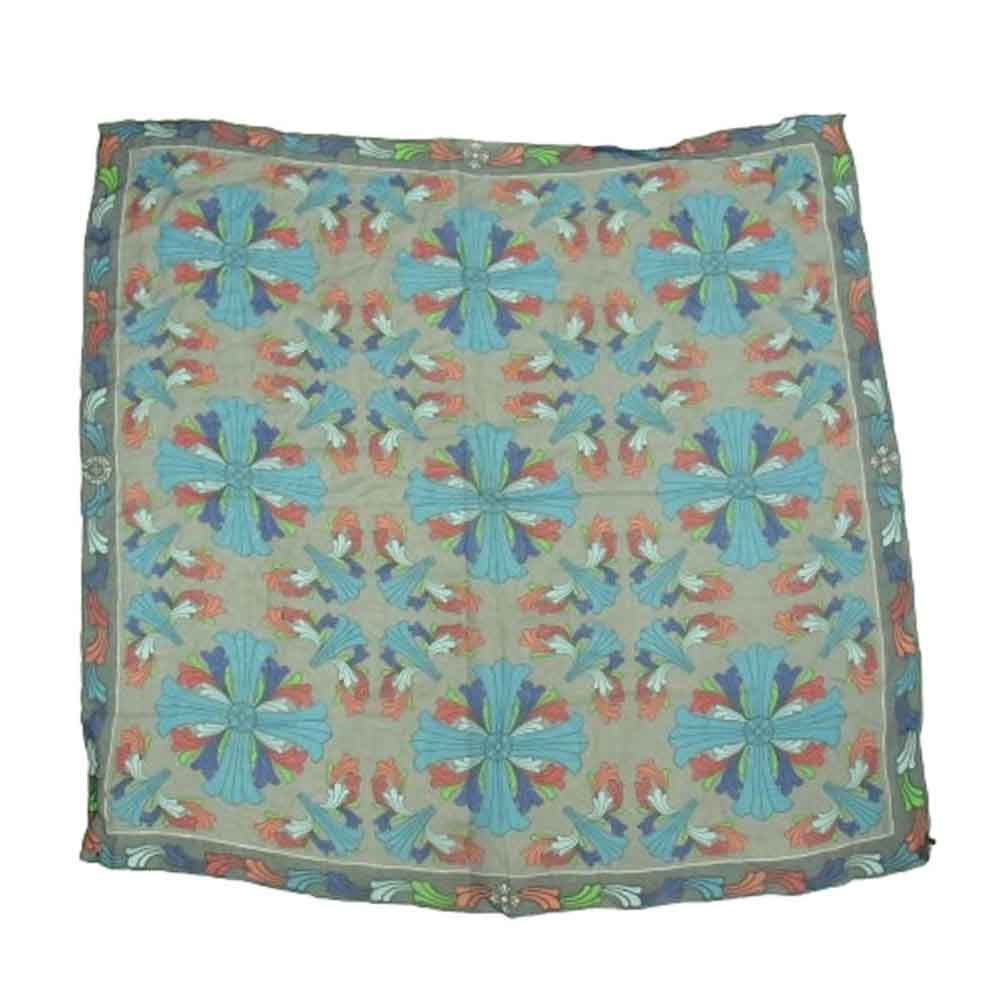 CHROME HEARTS クロムハーツ 原本無 MULTI FLRL CRS SCARF マルチフローラルクロス シルク スカーフ グレー系