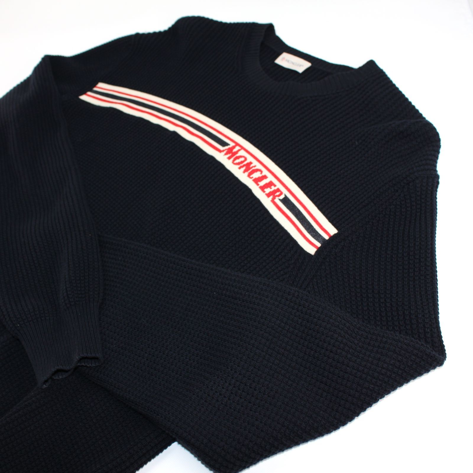 MONCLER ワッフル編み クルーネックセーター MONCLER モンクレール ワッフル ニット サイズ:M ネイビー