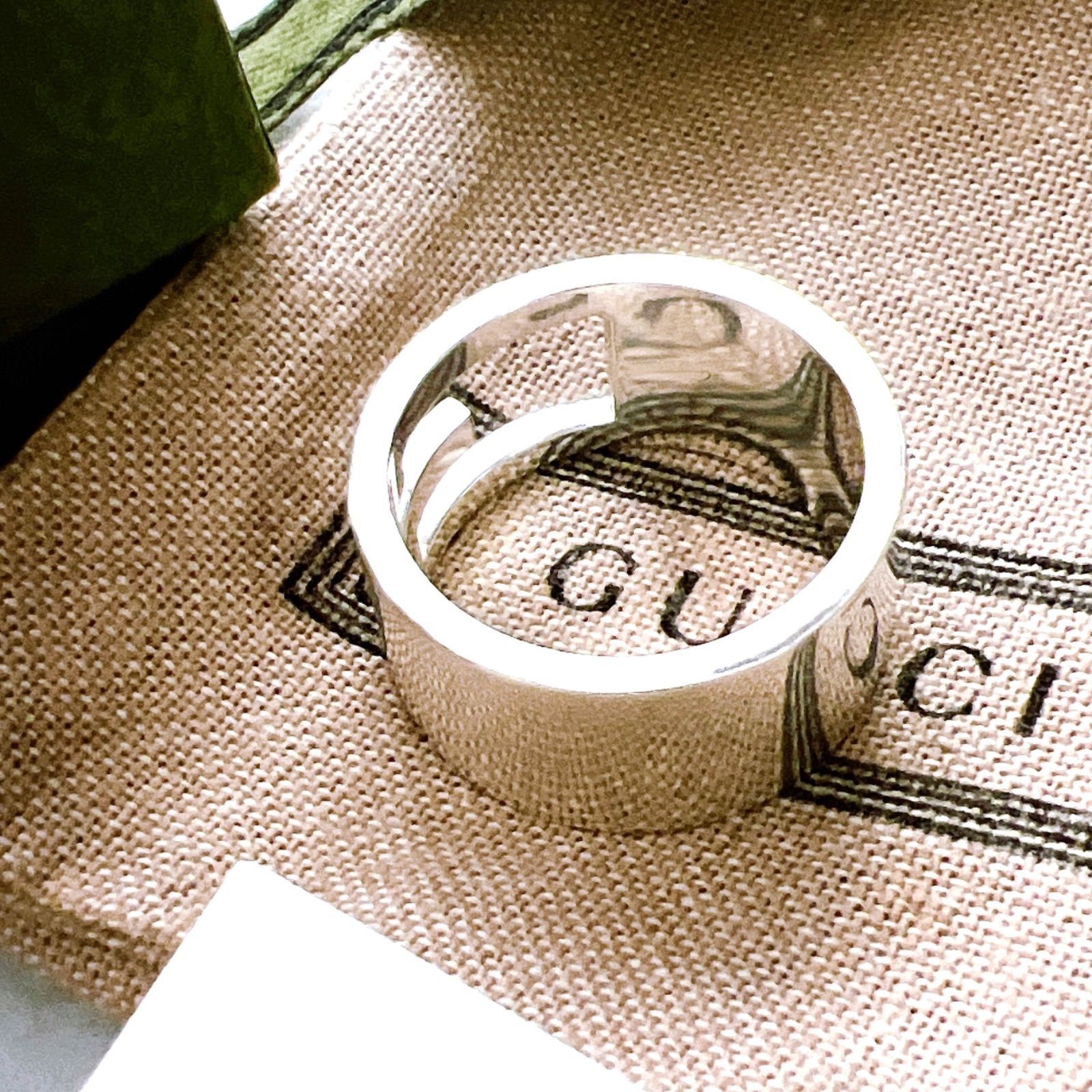 グッチ　インターロッキング　GG シグネット　印台　Ag925 希少23号 美品✨GUCCI グッチリング 指輪 23号 インターロッキング ロゴ