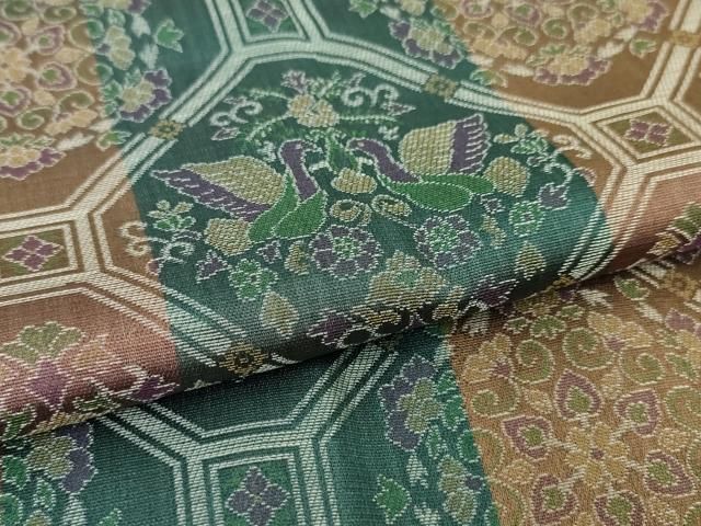 平和屋本店□極上 道中着 お召地 ロング丈 蜀江双鳥花文 逸品 未使用