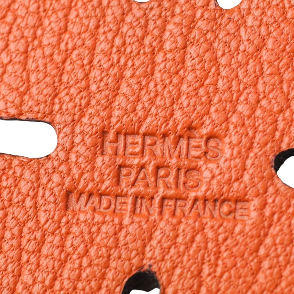美品 HERMES エルメス ラッキー4 シルバーチェーン レザークローバー