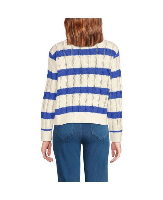 売れ筋商品|||ランズエンド ニット&セーター アウター レディース Women's Aran Cable Crew Neck Sweater Fresh ivory 送料無料】 ランズエンド レディース ニット・セーター アウター