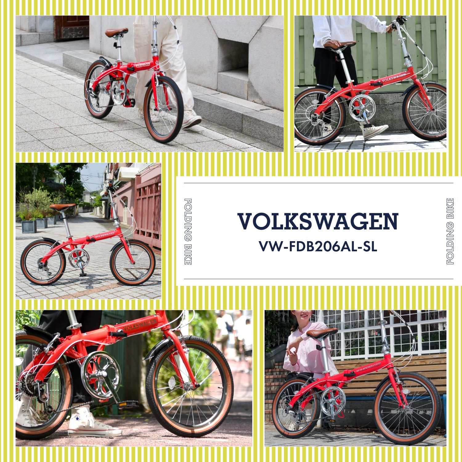 VOLKSWAGEN 折りたたみ自転車 Type-2 赤 VOLKSWAGEN 折りたたみ自転車 Type-2 赤