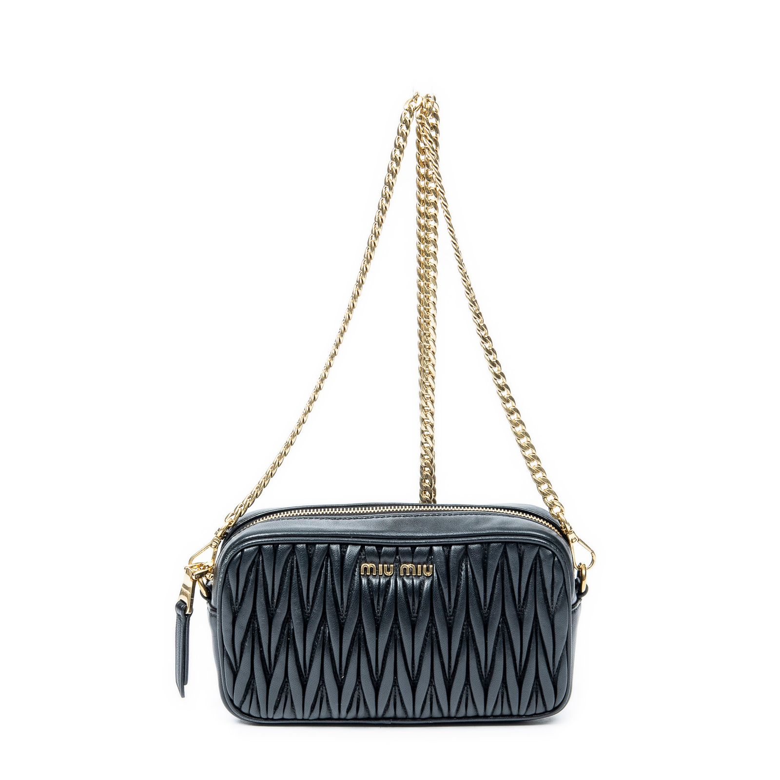 MIU MIU ミュウミュウカメラバッグ黒マトラッセレザーA