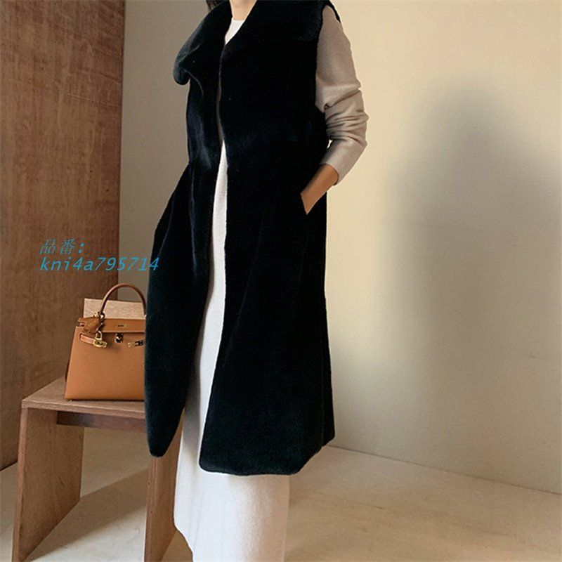 毛皮ベスト ファーベスト ロング 無地 上品 エコファー 冬 暖かい ふわふわ 通勤 爆売中 オシャレ もこもこ ファッション シンプル kni 4 a 795714