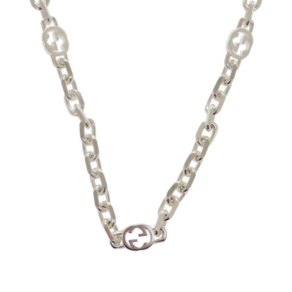 GUCCI グッチ インターロッキング ネックレス シルバー925 美品 グッチ チェーン インターロッキングG シルバー925