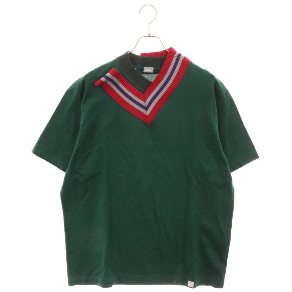 kolor BEACON (カラービーコン) クリア天竺Tシャツ 22SBM-T01231 襟デザインVネックTシャツ グリーン