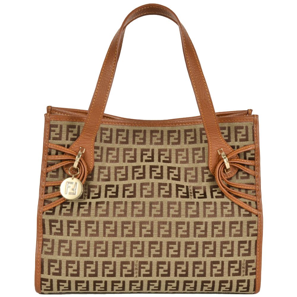 フェンディ FENDI ズッキーノ ハンドバッグ キャンバス レザー