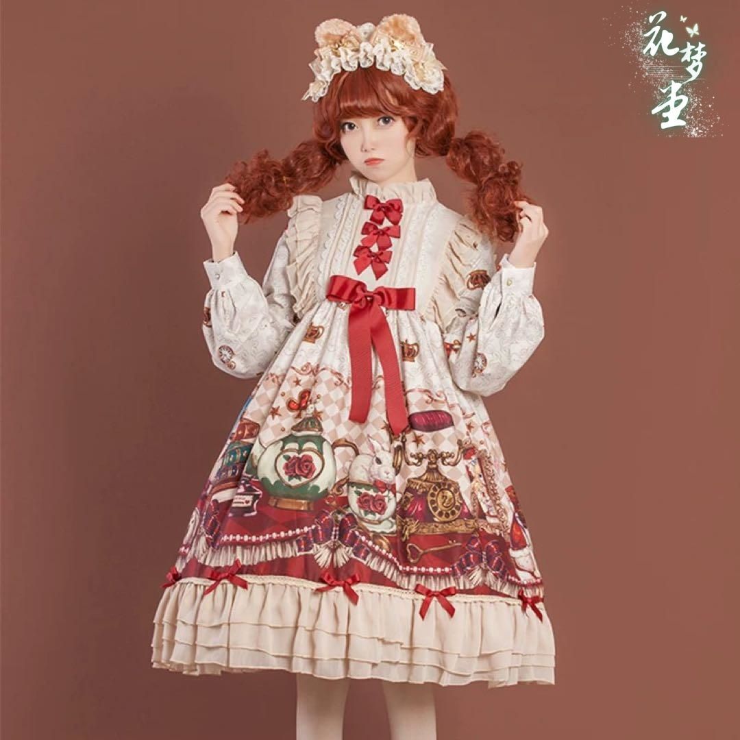 新品未使用 クラシカルロリータひざ丈ワンピース お出かけ普段着用