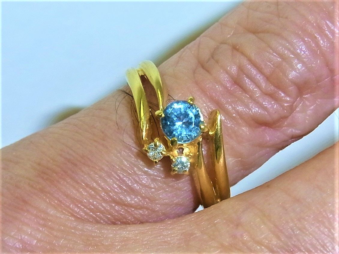 K18 18金 リング 指輪 ブルートパーズ ダイヤ 0.048ct - メルカリ