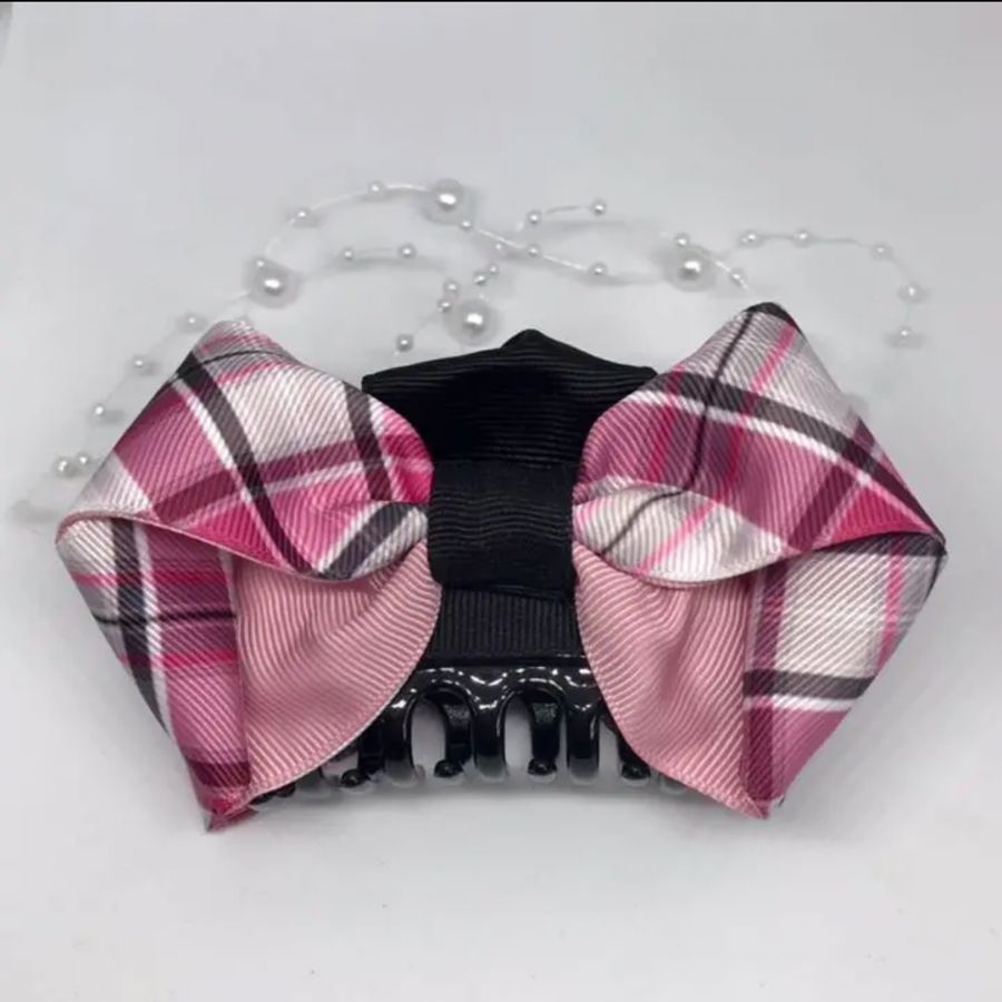 チェック柄布製ヘアクリップ ぽぴー様 チェック柄 ヘアクリップ バンス