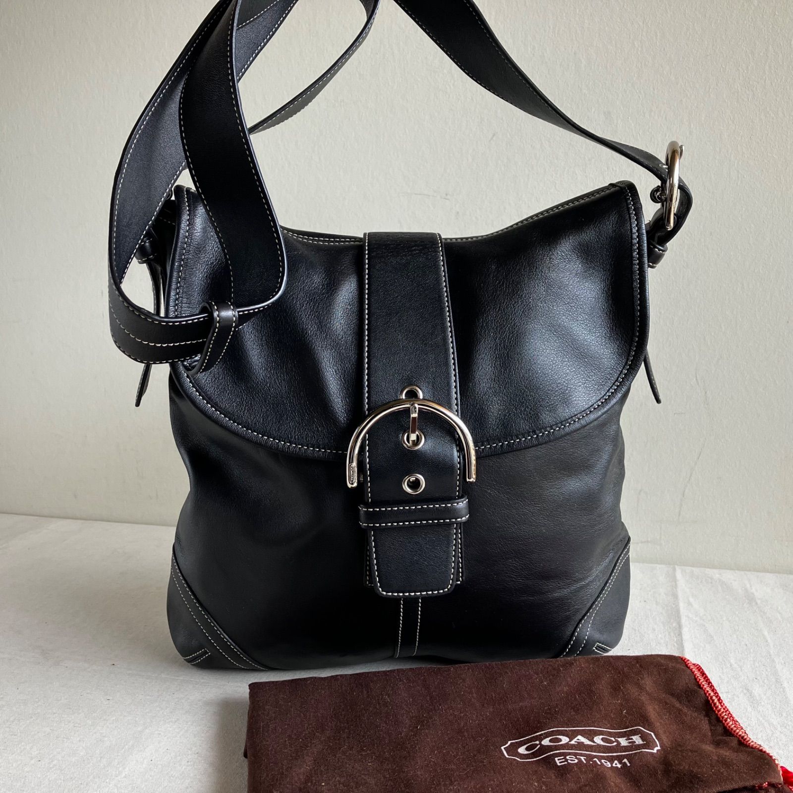 Coach Vintage y2k Soho Flap Black Leather Hobo Crossbody Shoulder