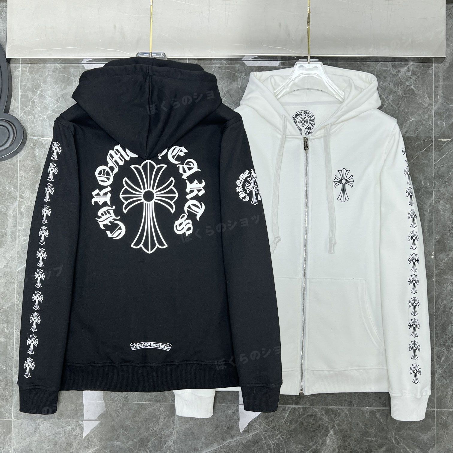 【黒/白】Chrome Hearts | クロムハーツ パーカー フード付き メンズ レディース アフター スウェット ブラック ホワイト