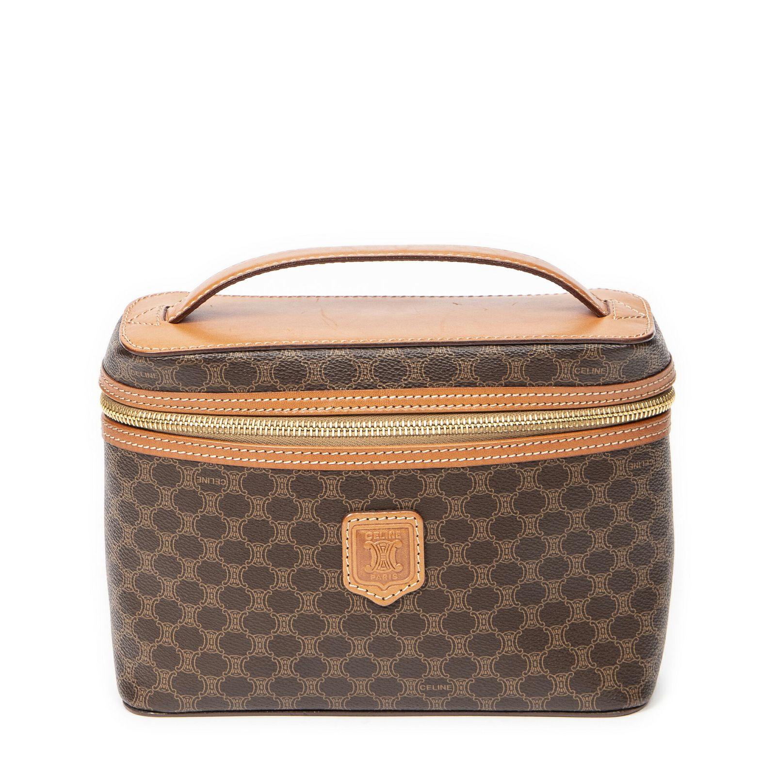 CELINE セリーヌヴィンテージバニティケース茶色マカダムPVCキャンバスA