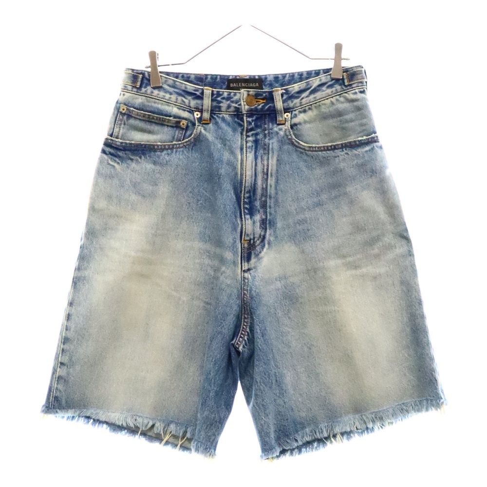 BALENCIAGA バレンシアガ Skater Shorts ダメージ加工 バギーデニムショーツ 697835 TDW14 インディゴ L BALENCIAGA (バレンシアガ) 23AW Skater Shorts 697835 TDW14 ダメージ