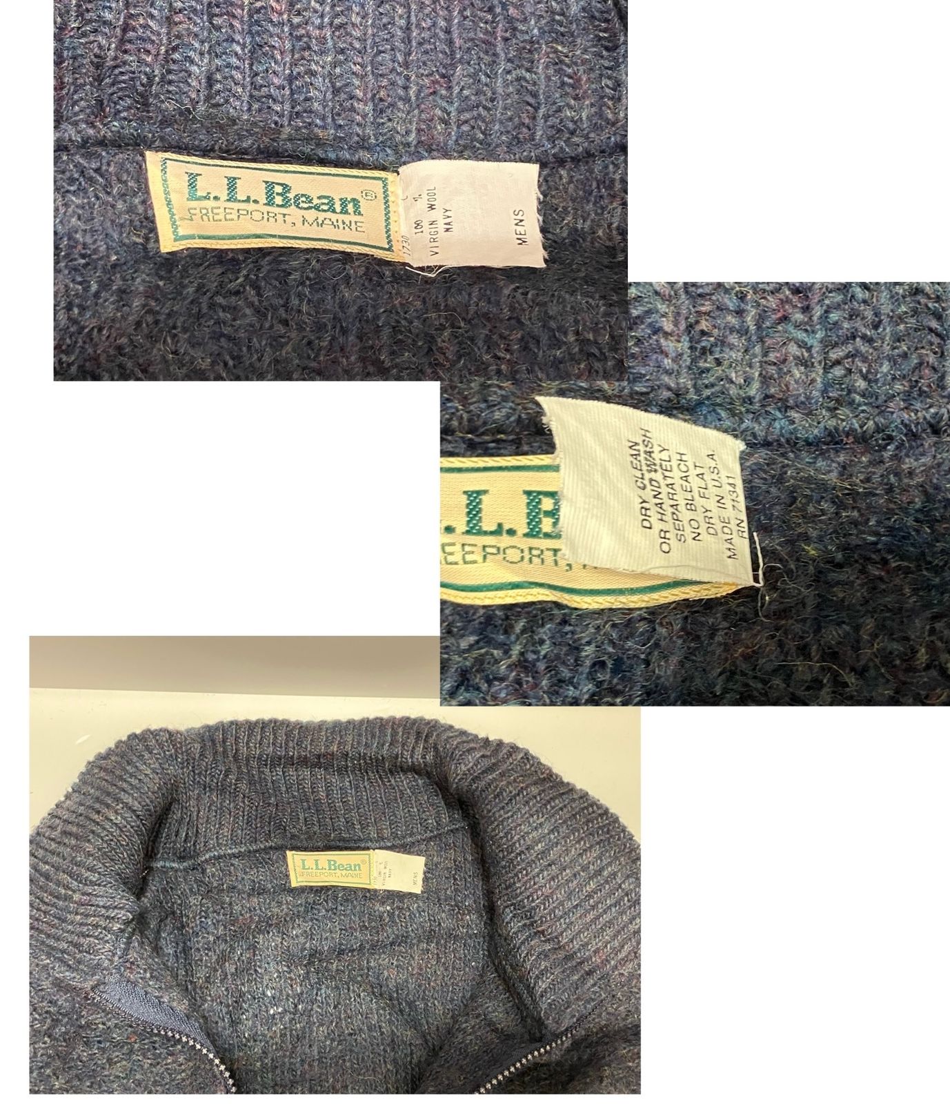 llbean usa製 80s ドライバーズニット セーター ウール フルジップ