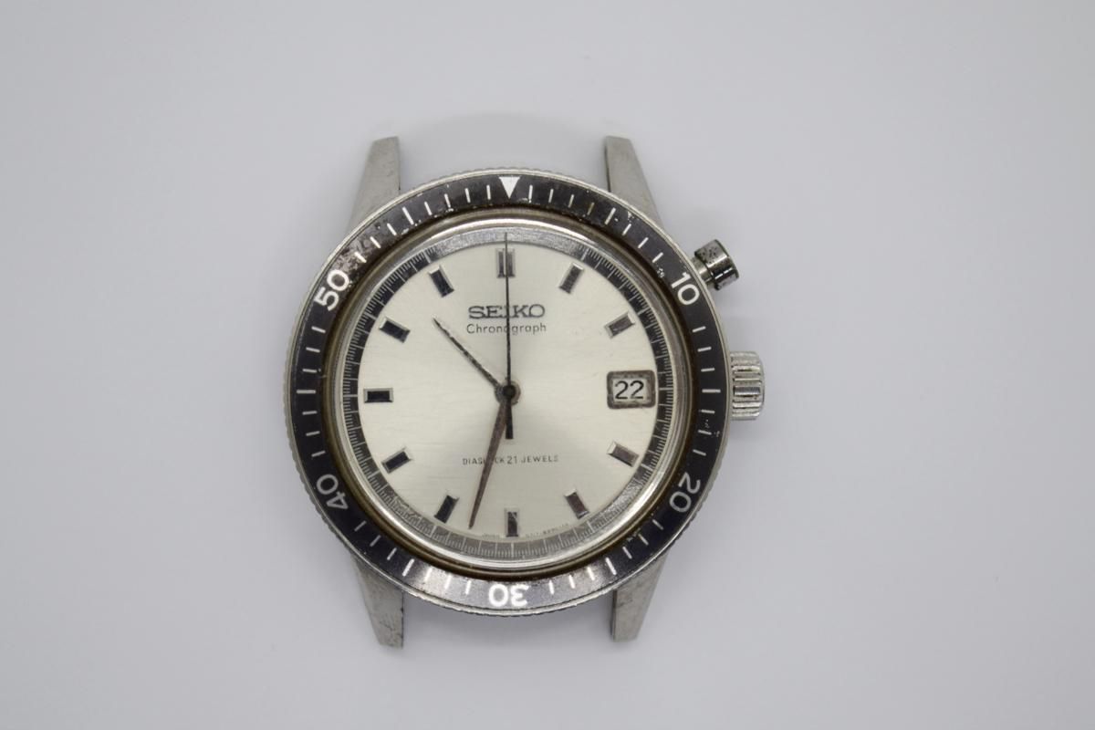 品 黒ベゼル|SEIKO セイコーヴィンテージ ワンプッシュクロノ|メンズ腕時計 21石 5717-8990 稼働現状 浜040